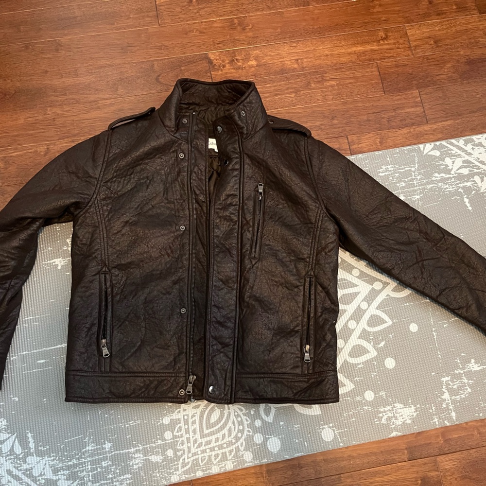 Calvin Klein Men's shearling winter lethear Jacket